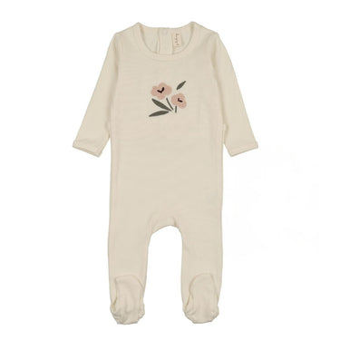 Embroidered Graphic Flower Footie