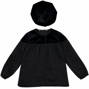 Velvet Detail Jacket and Beret