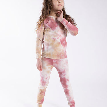 Tie Dye Ribbed Pajamas Set Pink