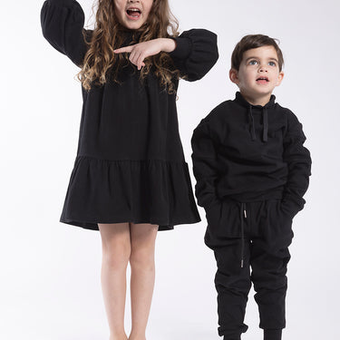 Tiered Sweat Dress Black