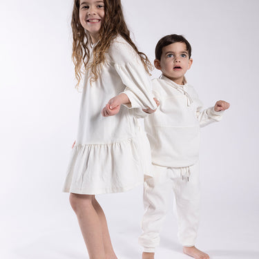 Tiered Sweat Dress White