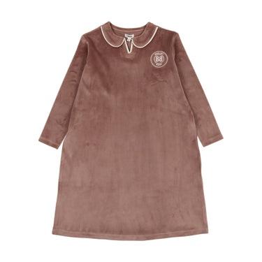 Velour Collar Emblem Nightgown - Long