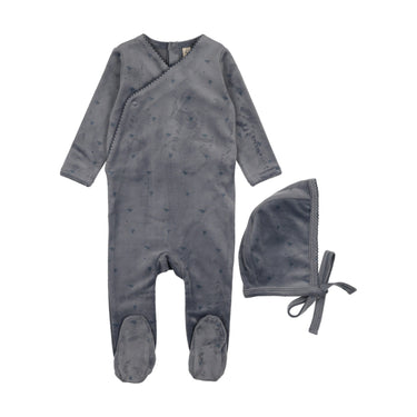 Velour Floral Footie Set