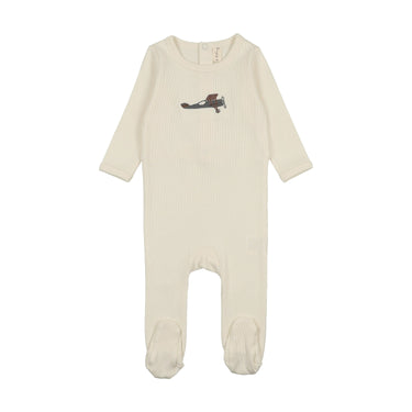 Embroidered Graphic Airplane Footie