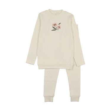 Embroidered Graphic Flower Sweatshirt Set