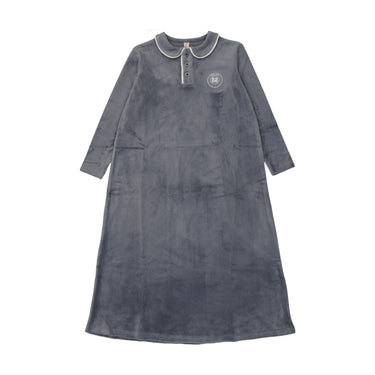 Velour Collar Emblem Nightgown - Long