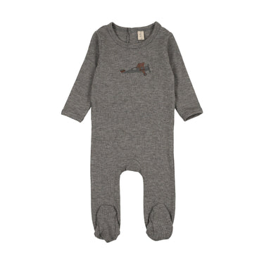 Embroidered Graphic Airplane Footie Set