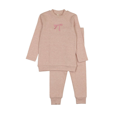 Embroidered Graphic Bow Sweatshirt Set