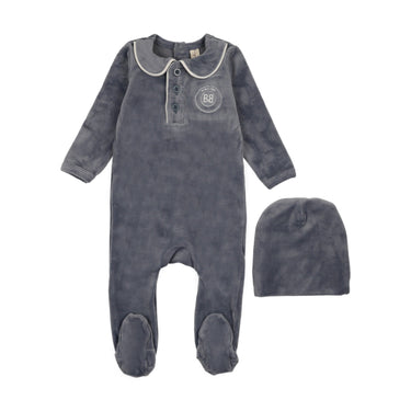 Velour Collar Emblem Footie Set
