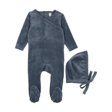 Velour Scalloped Collar Footie Set