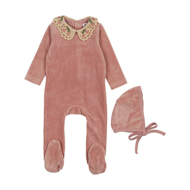 Cherry Crochet Collar Footie Set
