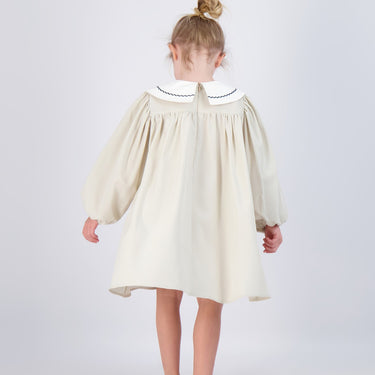 GINGHAM DRESS WITH EMBROIDERED SQUARE COLLAR