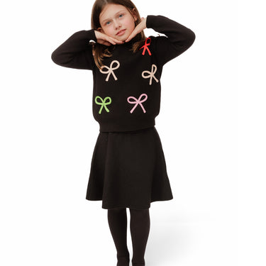 Black Multi Colored Bow Knit Top