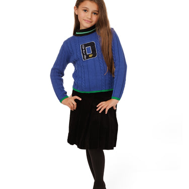 Royal Blue Cable Striped Knit D Top