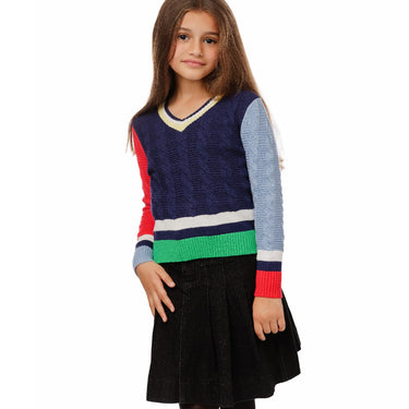 Multicolor V Neck Sweater