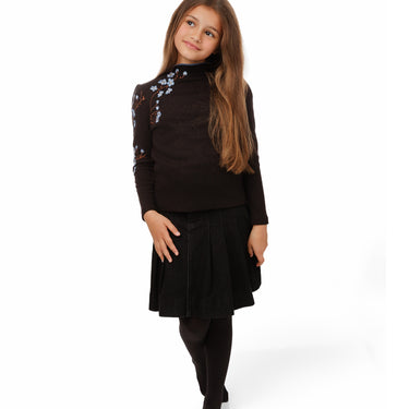 Black Sweater With Mini Floral Shoulder Print