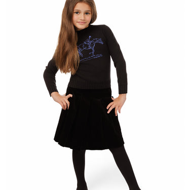 Black Knit Sweater With Horse Pic