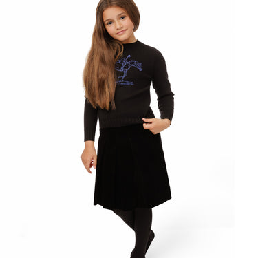 Black Knit Sweater With Horse Pic