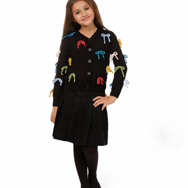 Black Cardigan With Colorful Bowa