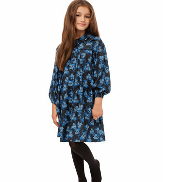 Blue And Black Printed Dress