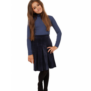 Blue Mock Neck Ribbed Top
