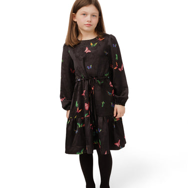 Black Butterfly Drawstring Dress