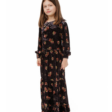 Black Velvet Printed Dress