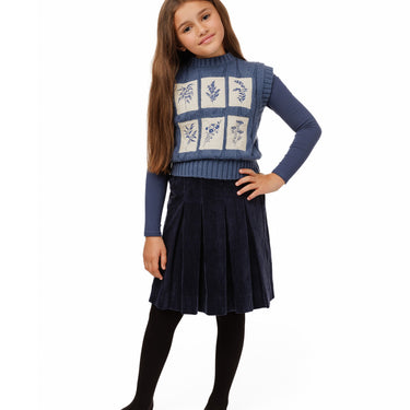Blue Cable Knit Patch Vest