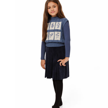 Blue Cable Knit Patch Vest