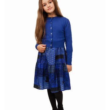 Royal Blue Dress With Knit Cardigan