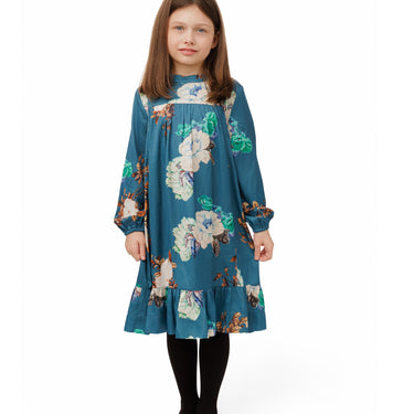 Teal Dress With Ivory Flower