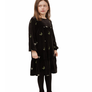 Butterfly Velour Black Dress