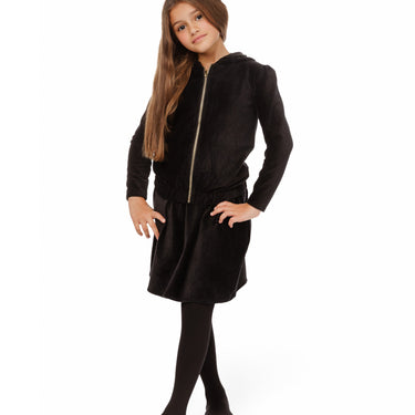 Velour Black Zip Up Hoodie