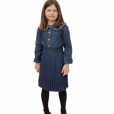 Denim Button Front Peter Pan Top