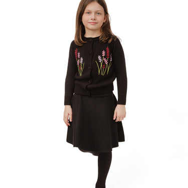 Black Floral Bouquet Knit Cardigan