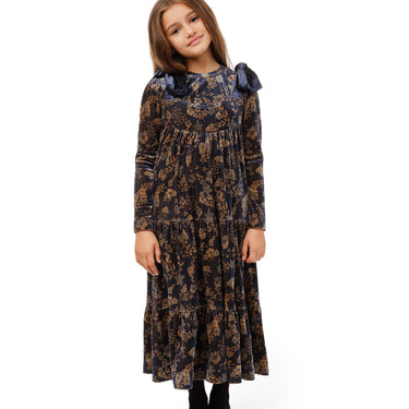 Navy Velvet Floral Jumper With Mock Neck Underlay