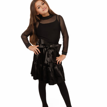 Black Satin Skirt With Big Bow