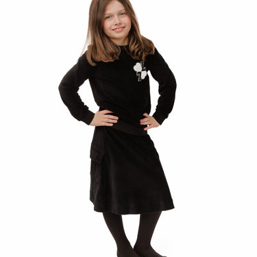 Black Corduroy Skirt With Pockets