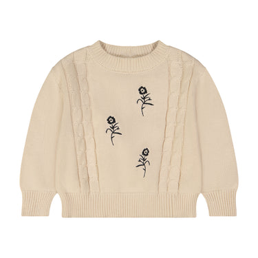 Embroidered Flower Sweater Ivory