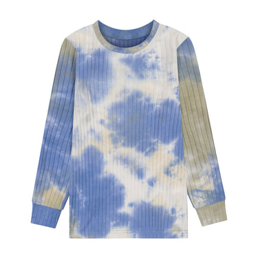 Tie Dye Ribbed Pajamas Set Blue