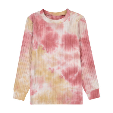 Tie Dye Ribbed Pajamas Set Pink