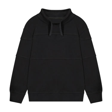 Drawstring Neck Sweatshirt Black