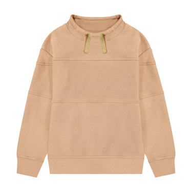 Drawstring Neck Sweatshirt Tan